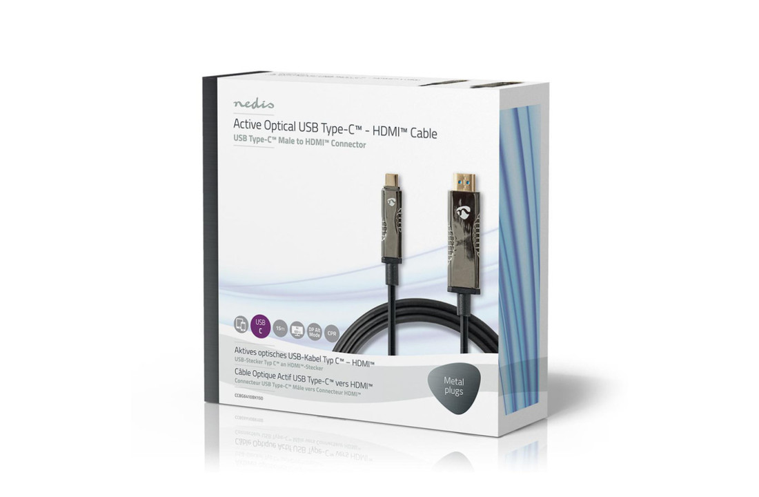 Nedis CCBG6410BK150 Usb Type-c™ Naar Hdmi™-kabel Aoc Type-c™ Male - Hdmi™-connector 15,0 M Zwart