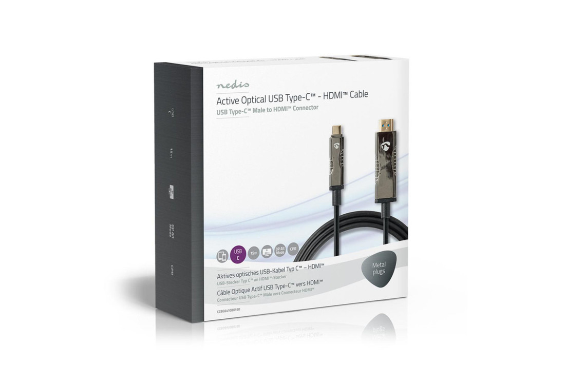 Nedis CCBG6410BK150 Usb Type-c™ Naar Hdmi™-kabel Aoc Type-c™ Male - Hdmi™-connector 15,0 M Zwart