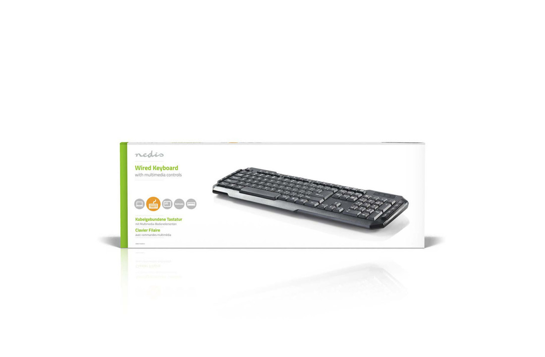 Nedis KBMU100BKUS Bedraad Usb-toetsenbord Multimediatoetsen Us International