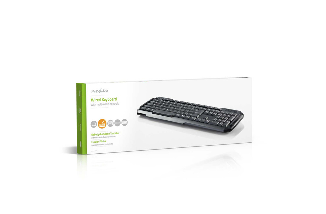 Nedis KBMU100BKND Bedraad Usb-toetsenbord Multimediatoetsen Noorse Indeling