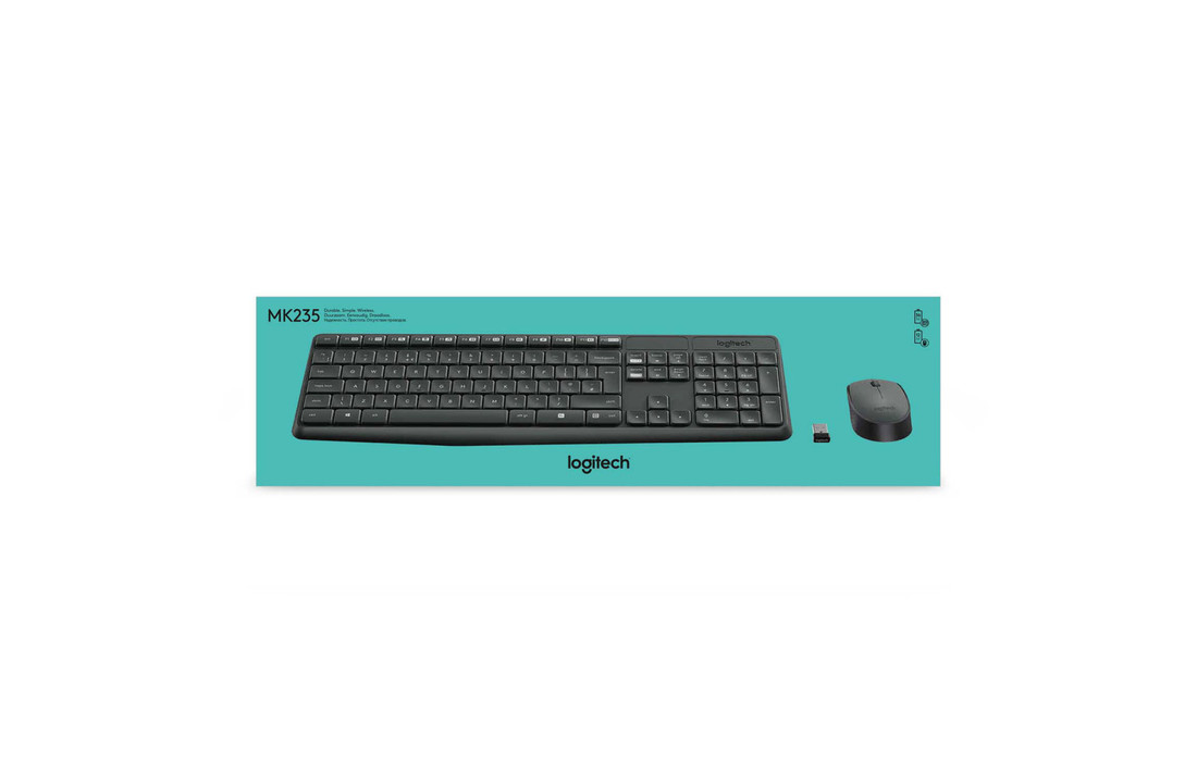 Logitech LGT-MK235 Draadloze Muis En Keyboard Combiverpakking Standaard Usb Us International Zwart