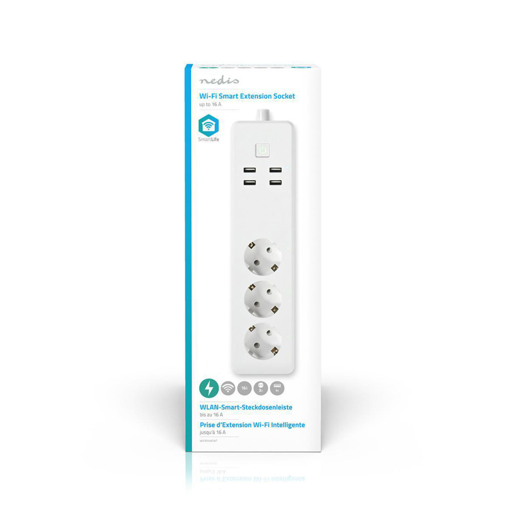 Nedis WIFIP310FWT Wi-fi Smart Stekkerdoos 3x Schuko Type F 4x Usb 10 A