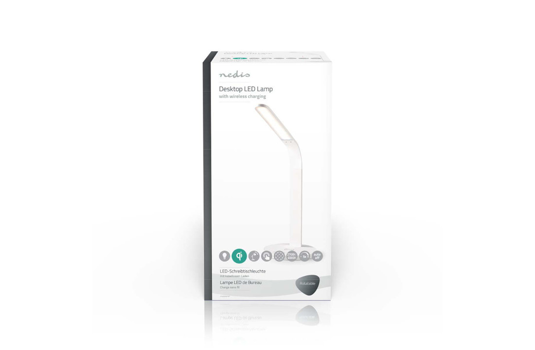 Nedis LTLGQ3MD1WT Led-tafellamp Met Touch-control Draadloze Qi Oplader 1,0 A 5 W 5 Lichtniveaus