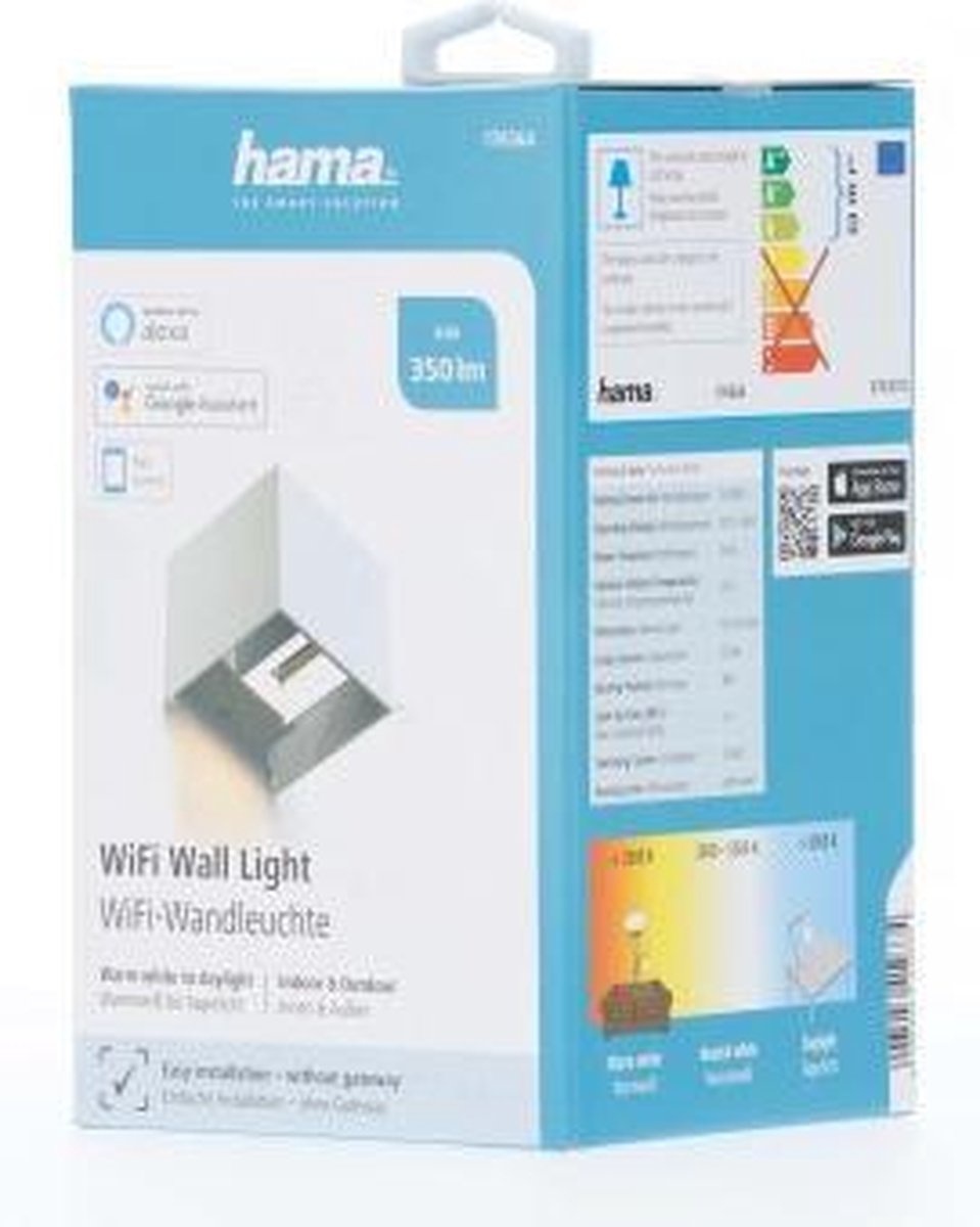 Hama Wifi-wandlamp Vierkant 10 Cm IP44 Voor Binnen En Buiten Wit