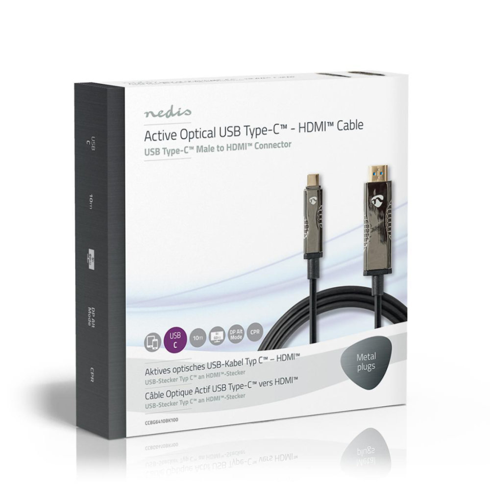 Nedis CCBG6410BK100 Usb Type-c™ Naar Hdmi™-kabel Aoc Type-c™ Male - Hdmi™-connector 10,0 M Zwart