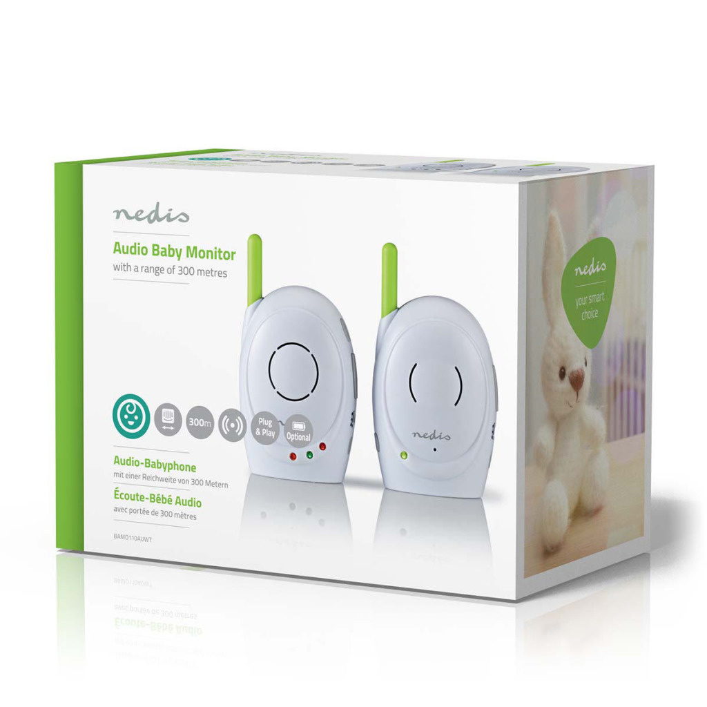 Nedis BAMO110AUWT Audio-babyfoon 2,4 Ghz Terugspreekfunctie