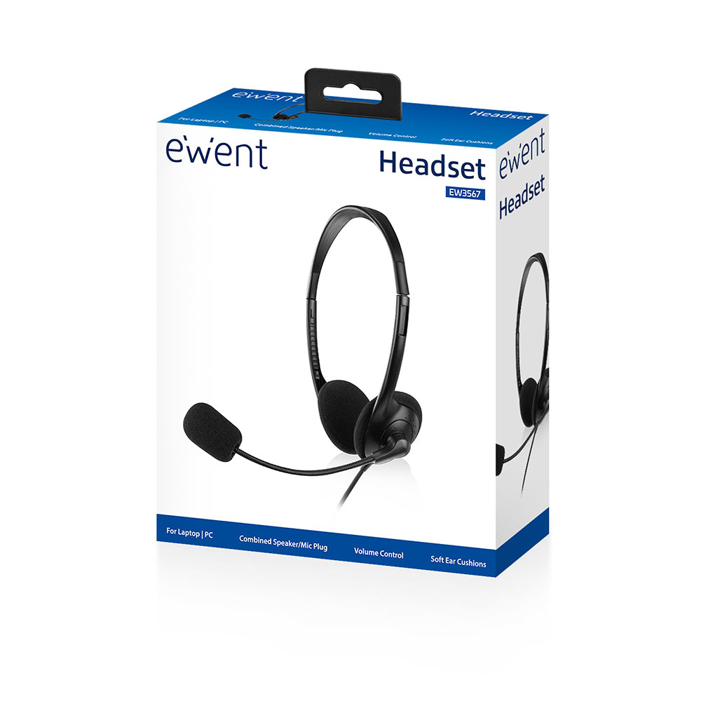 Ewent EW3567 hoofdtelefoon/headset Bedraad Hoofdband Oproepen/muziek Zwart