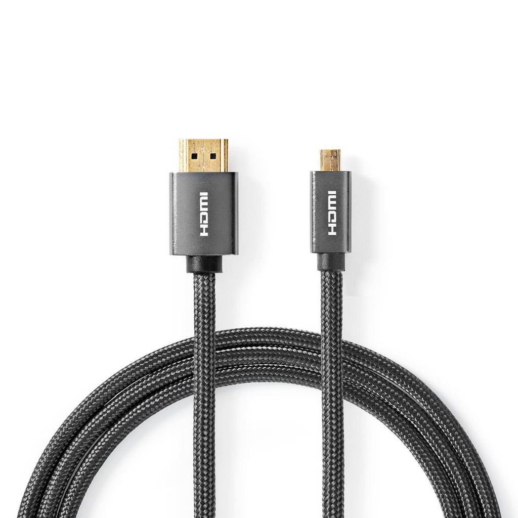 Nedis CVTB34700GY20 High Speed Hdmi-kabel Met Ethernet Hdmi™-connector - Hdmi™-microconnector Gun Metal Grey Gevlochten Kabel