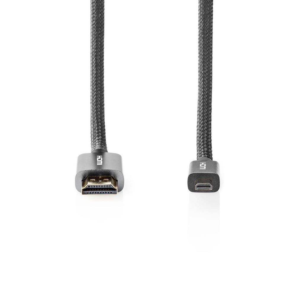 Nedis CVTB34700GY20 High Speed Hdmi-kabel Met Ethernet Hdmi™-connector - Hdmi™-microconnector Gun Metal Grey Gevlochten Kabel