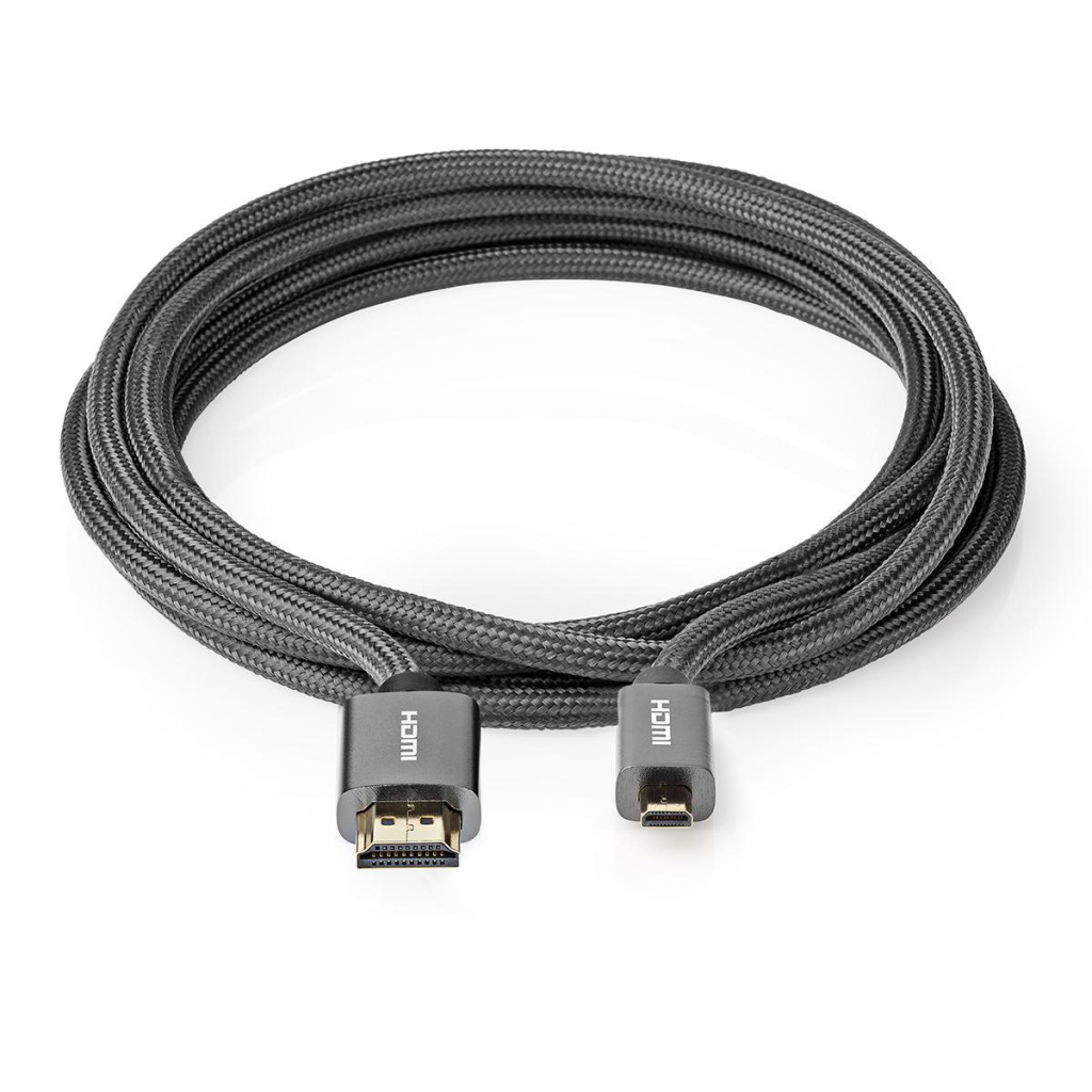 Nedis CVTB34700GY20 High Speed Hdmi-kabel Met Ethernet Hdmi™-connector - Hdmi™-microconnector Gun Metal Grey Gevlochten Kabel