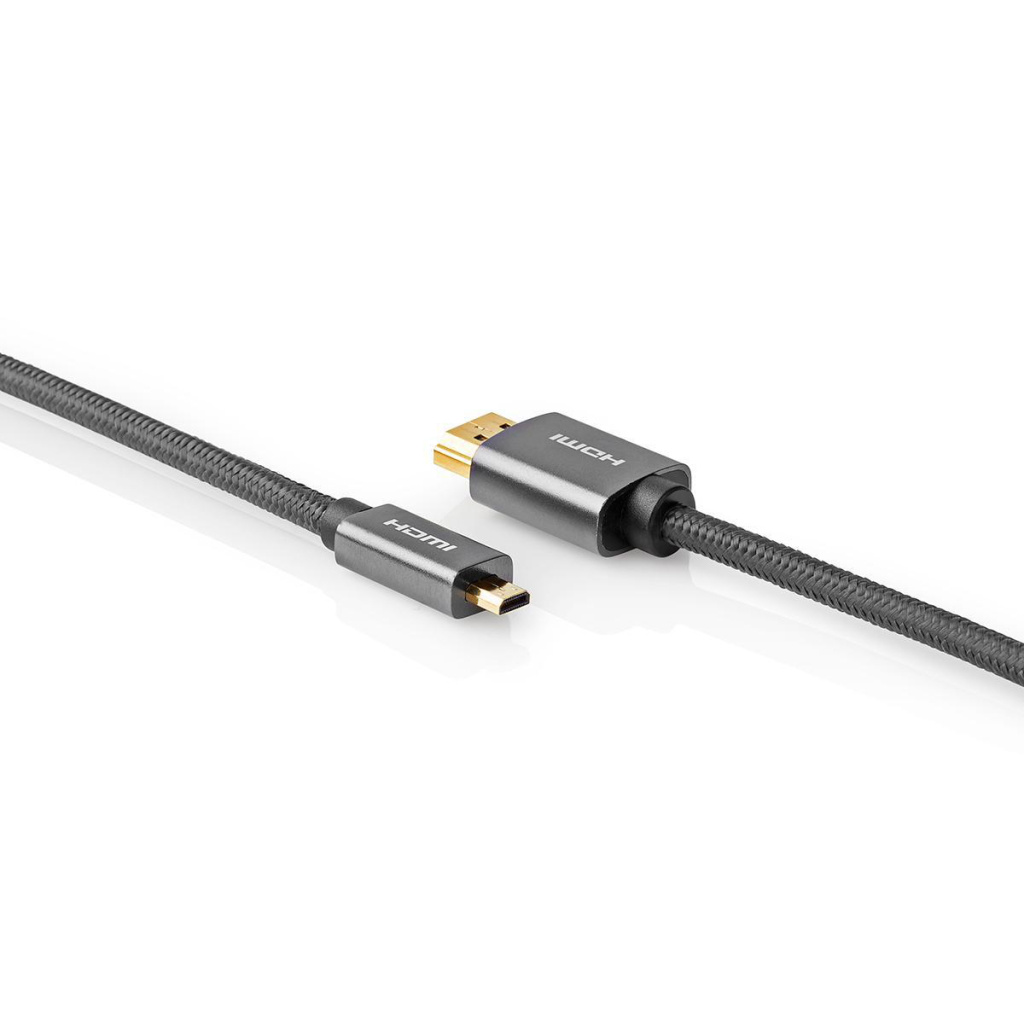 Nedis CVTB34700GY20 High Speed Hdmi-kabel Met Ethernet Hdmi™-connector - Hdmi™-microconnector Gun Metal Grey Gevlochten Kabel
