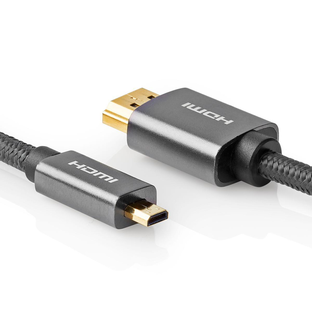 Nedis CVTB34700GY20 High Speed Hdmi-kabel Met Ethernet Hdmi™-connector - Hdmi™-microconnector Gun Metal Grey Gevlochten Kabel