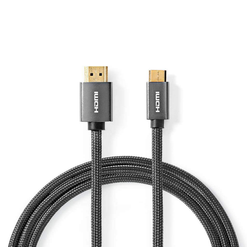 Nedis CVTB34500GY20 High Speed Hdmi™-kabel Met Ethernet Hdmi™-connector - Hdmi™-ministekker Gun Metal Grey Gevlochten Kabel