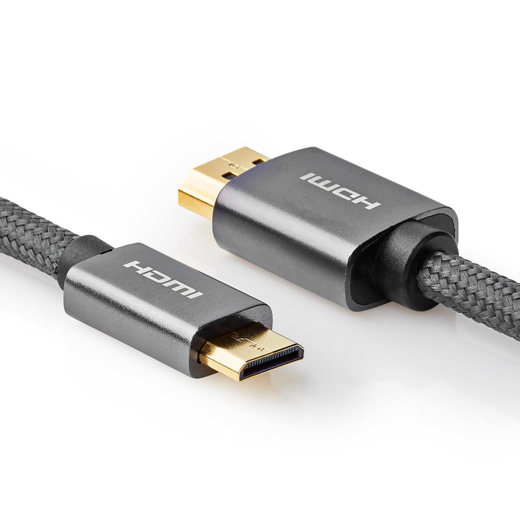 Nedis CVTB34500GY20 High Speed Hdmi™-kabel Met Ethernet Hdmi™-connector - Hdmi™-ministekker Gun Metal Grey Gevlochten Kabel