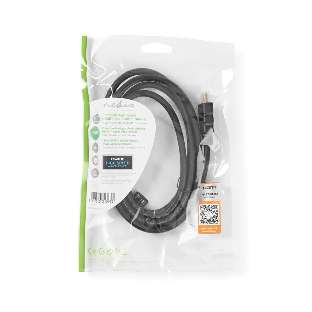 Nedis CVGP34050BK20 Premium High Speed Hdmi™-kabel Met Ethernet Hdmi™-connector - Hdmi™-connector 2,00 M Zwart