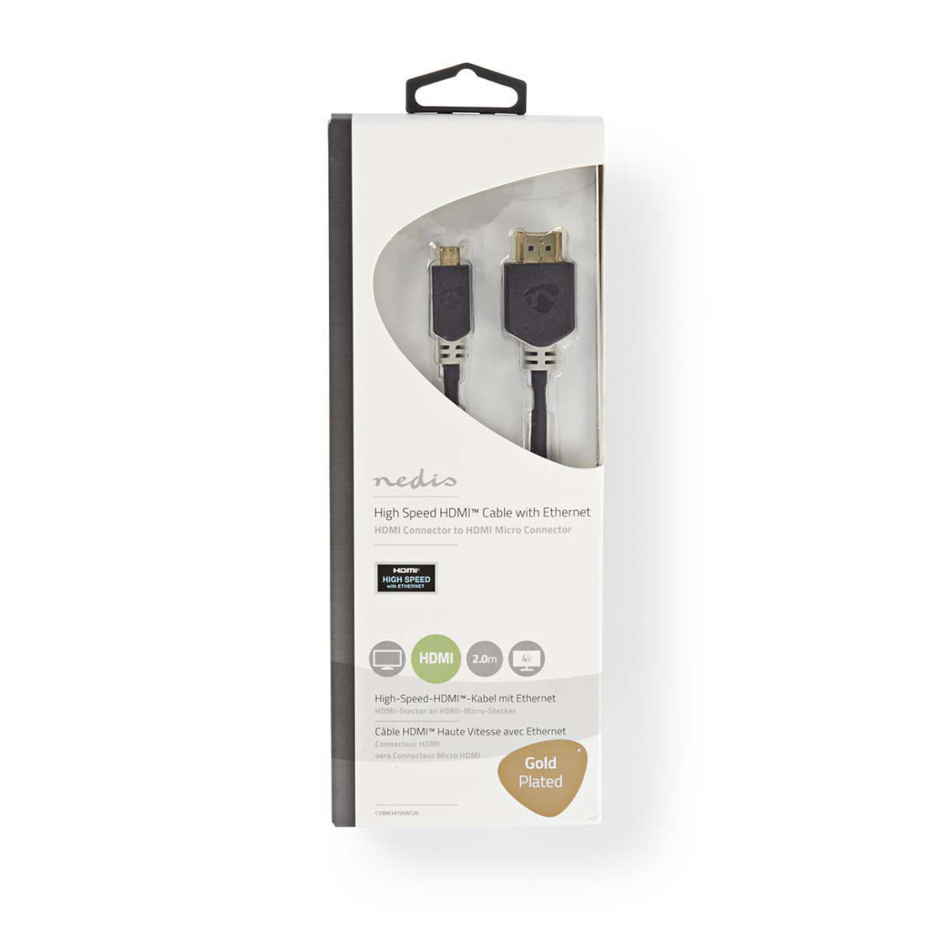 Nedis CVBW34700AT20 High Speed Hdmi-kabel Met Ethernet Hdmi-connector - Hdmi-micro-connector 2,0 M Antraciet
