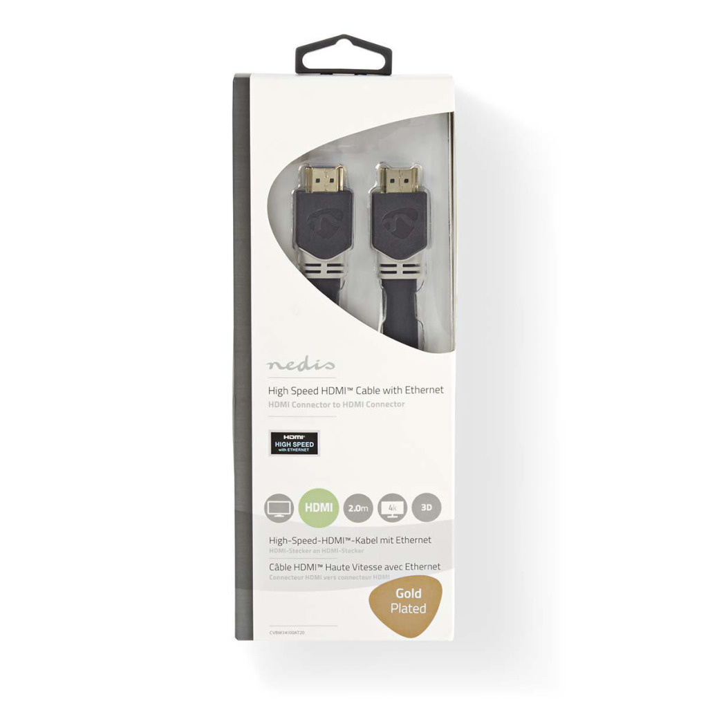 Nedis CVBW34100AT20 Platte High Speed Hdmi-kabel Met Ethernet Hdmi-connector - Hdmi-connector 2,0 M Antraciet