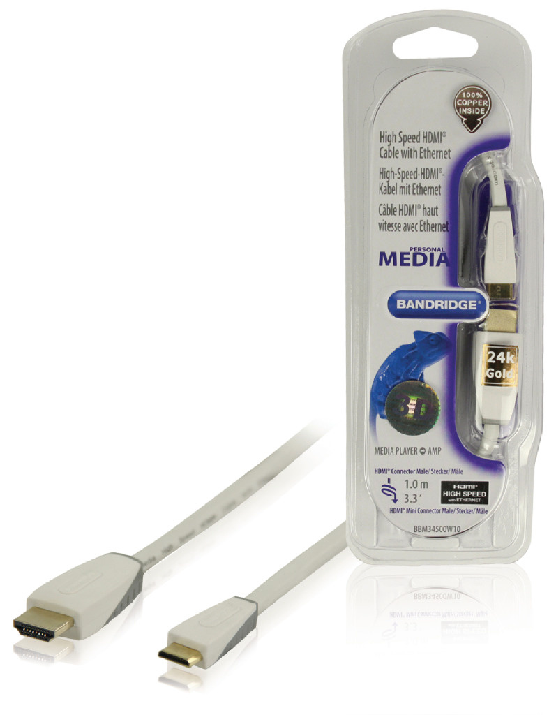 Bandridge Bbm34500w10 High Speed Mini Hdmi met Ethernet Kabel 1,00 M