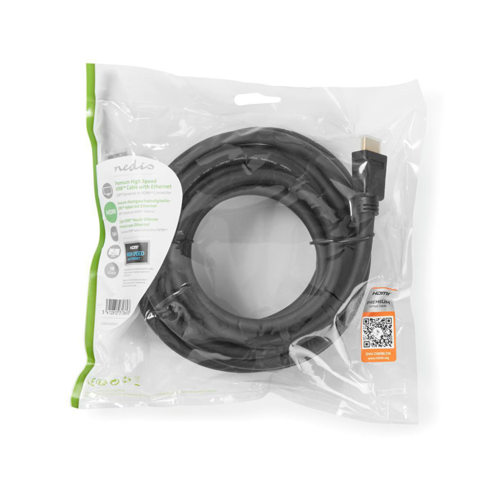 Nedis CVGP34050BK50 Premium High Speed Hdmi™-kabel Met Ethernet Hdmi™-connector - Hdmi™-connector 5,00 M Zwart