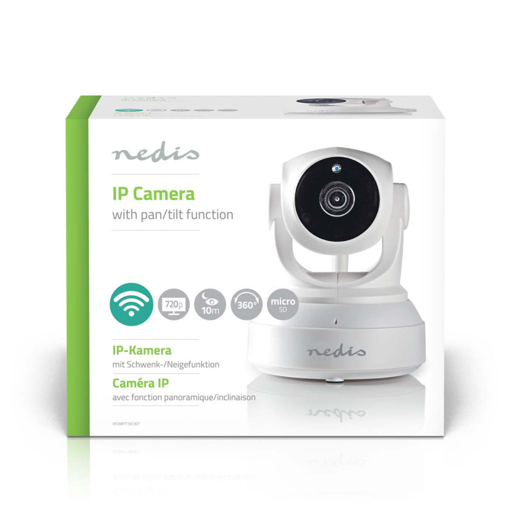 Nedis IPCMPT10CWT Ip-beveiligingscamera 1280x720 Zwenken En Kantelen Wit