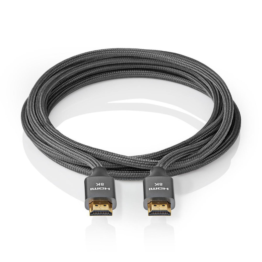 Nedis CVTB35000GY10 Ultra High Speed Hdmi™-kabel Hdmi™-connector - Hdmi™-connector Gun Metal Grey Gevlochten Kabel 1,0 M