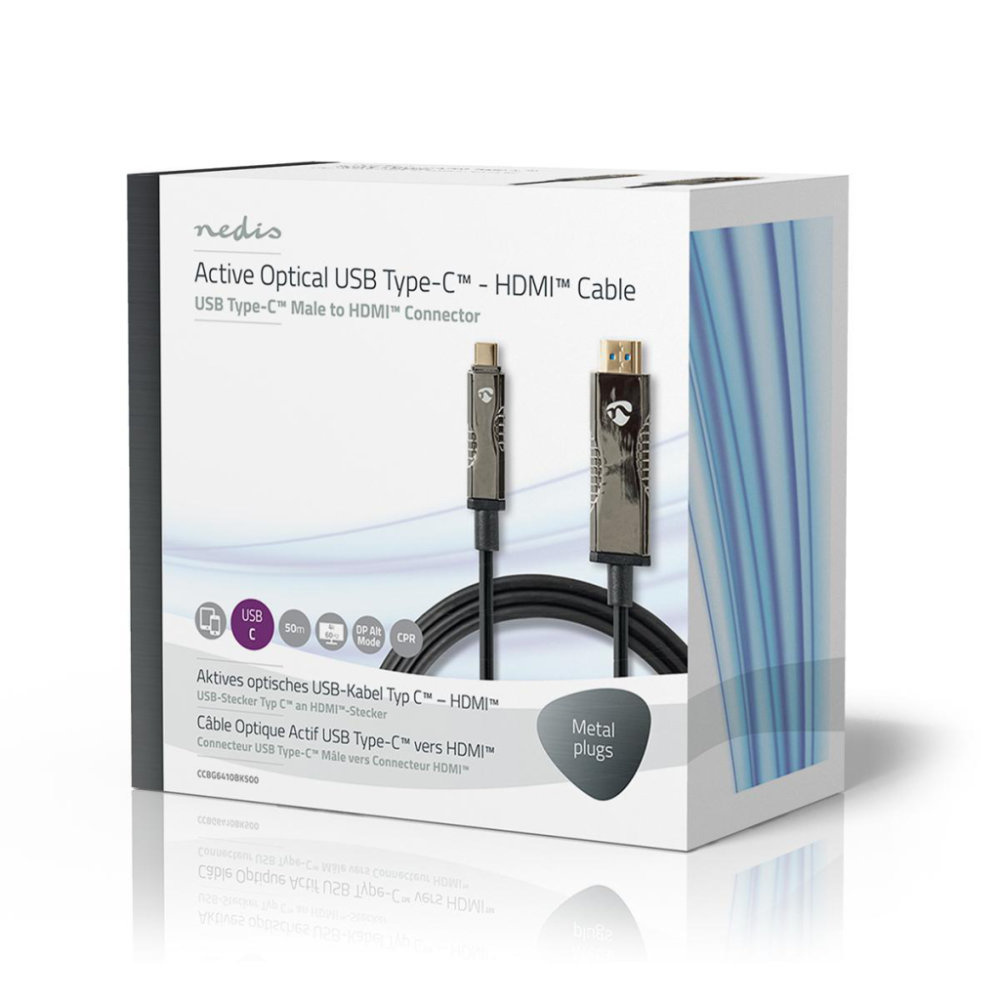 Nedis CCBG6410BK500 Usb Type-c™ Naar Hdmi™-kabel Aoc Type-c™ Male - Hdmi™-connector 50.0 M Zwart