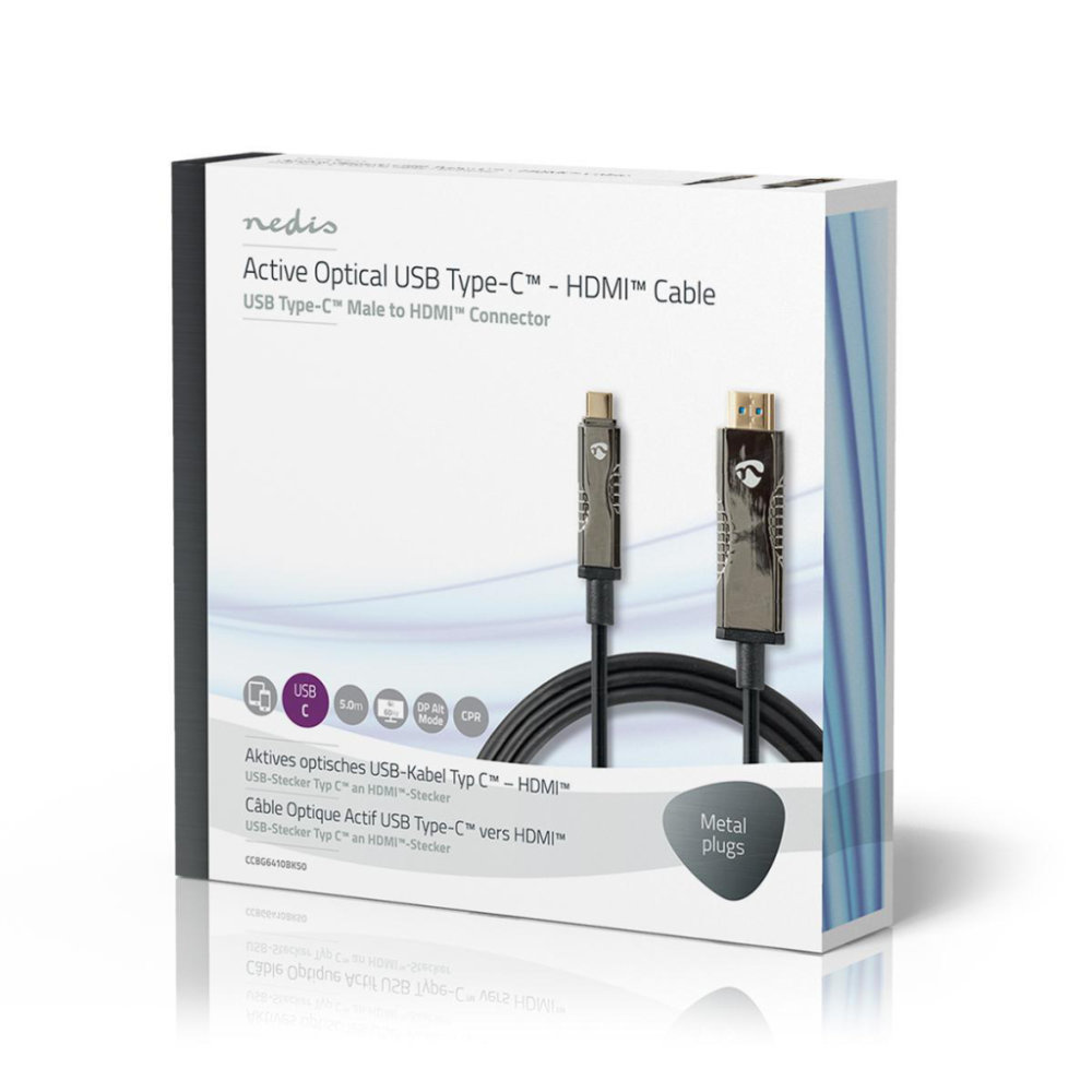Nedis CCBG6410BK50 Usb Type-c™ Naar Hdmi™-kabel Aoc Type-c™ Male - Hdmi™-connector 5,0 M Zwart