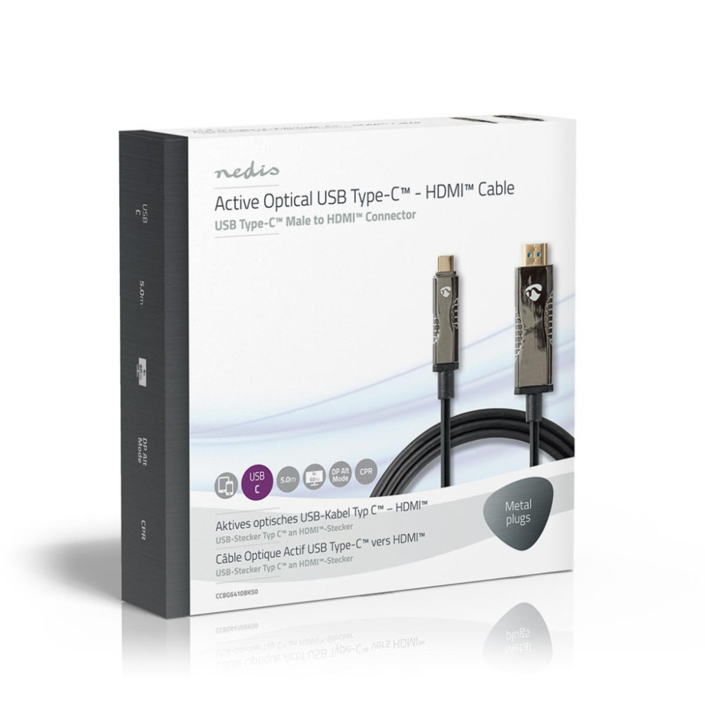 Nedis CCBG6410BK50 Usb Type-c™ Naar Hdmi™-kabel Aoc Type-c™ Male - Hdmi™-connector 5,0 M Zwart