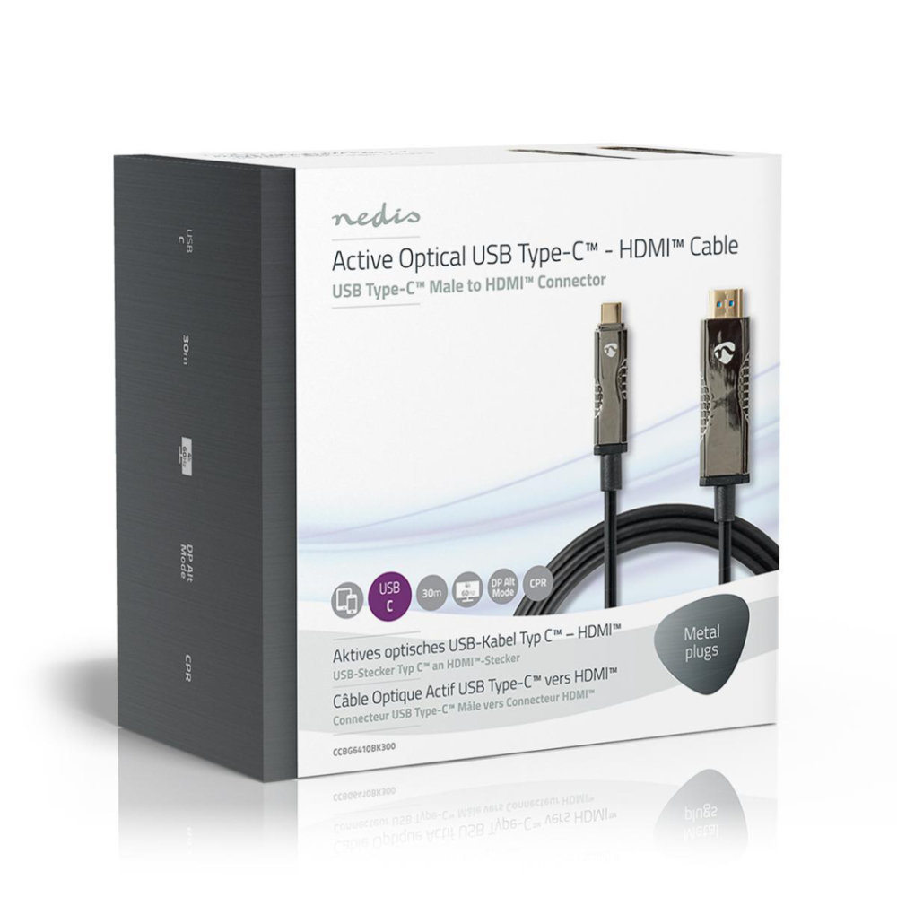 Nedis CCBG6410BK300 Usb Type-c™ Naar Hdmi™-kabel Aoc Type-c™ Male - Hdmi™-connector 30.0 M Zwart