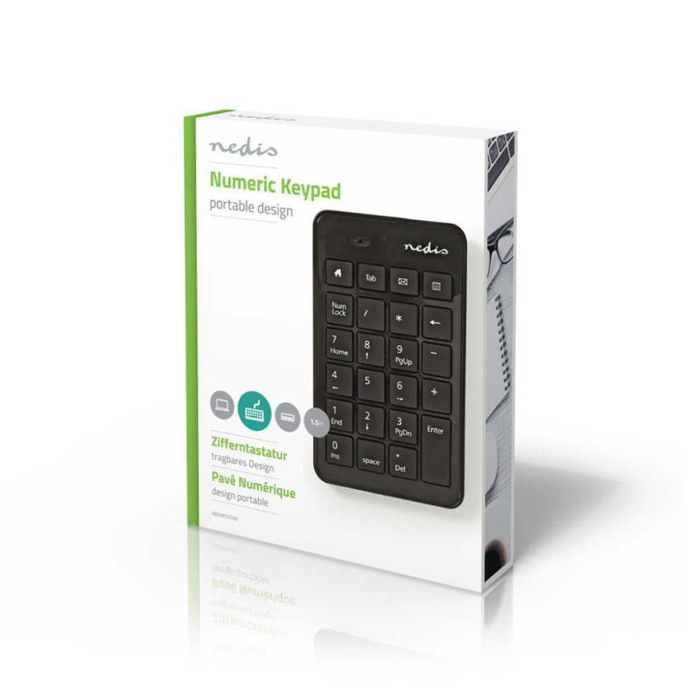 Nedis KBNM100BK Bedraad Numeriek Toetsenbord Usb Zwart