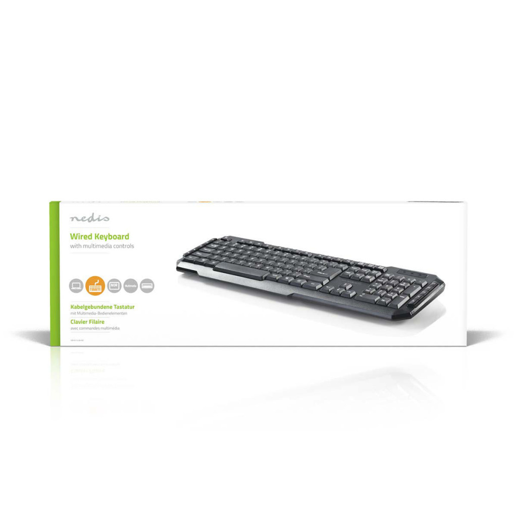 Nedis KBMU100BKND Bedraad Usb-toetsenbord Multimediatoetsen Noorse Indeling