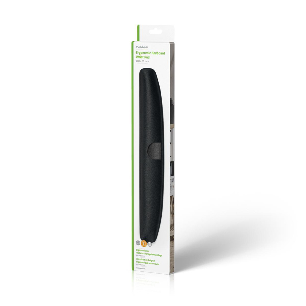 Nedis ERGOGKWP200BK Ergonomische Polssteun Voor Toetsenbord Gel 480 X 80 Mm Zwart