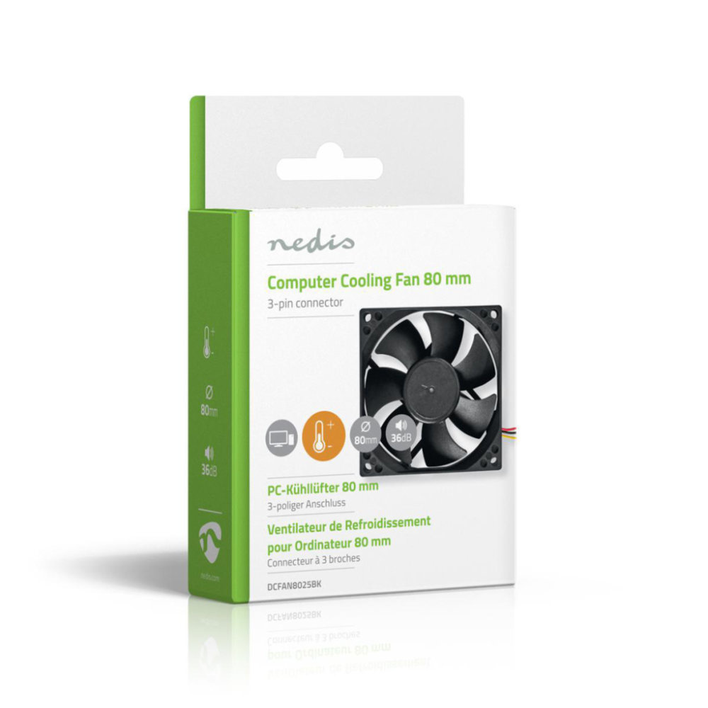 Nedis DCFAN8025BK Computerventilatordc 80 Mm 3-pin Stil