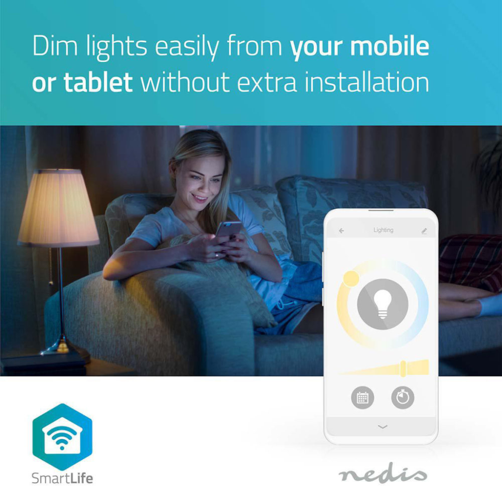 Nedis WIFILW32WTE27 Smartlife Led Bulb Wi-fi E27 800 Lm 9 W Warm Wit 2700 K Energieklasse: A+ Android & Ios Diameter: 60 Mm A60