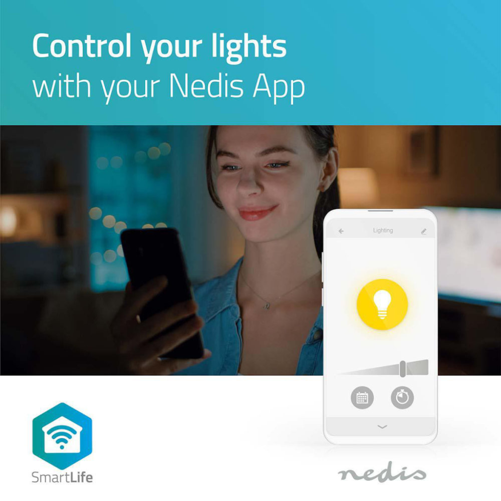 Nedis WIFILW12WTE27 Smartlife Led Bulb Wi-fi E27 800 Lm 9 W Warm Wit 2700 K Energieklasse: A+ Android & Ios Diameter: 60 Mm A60