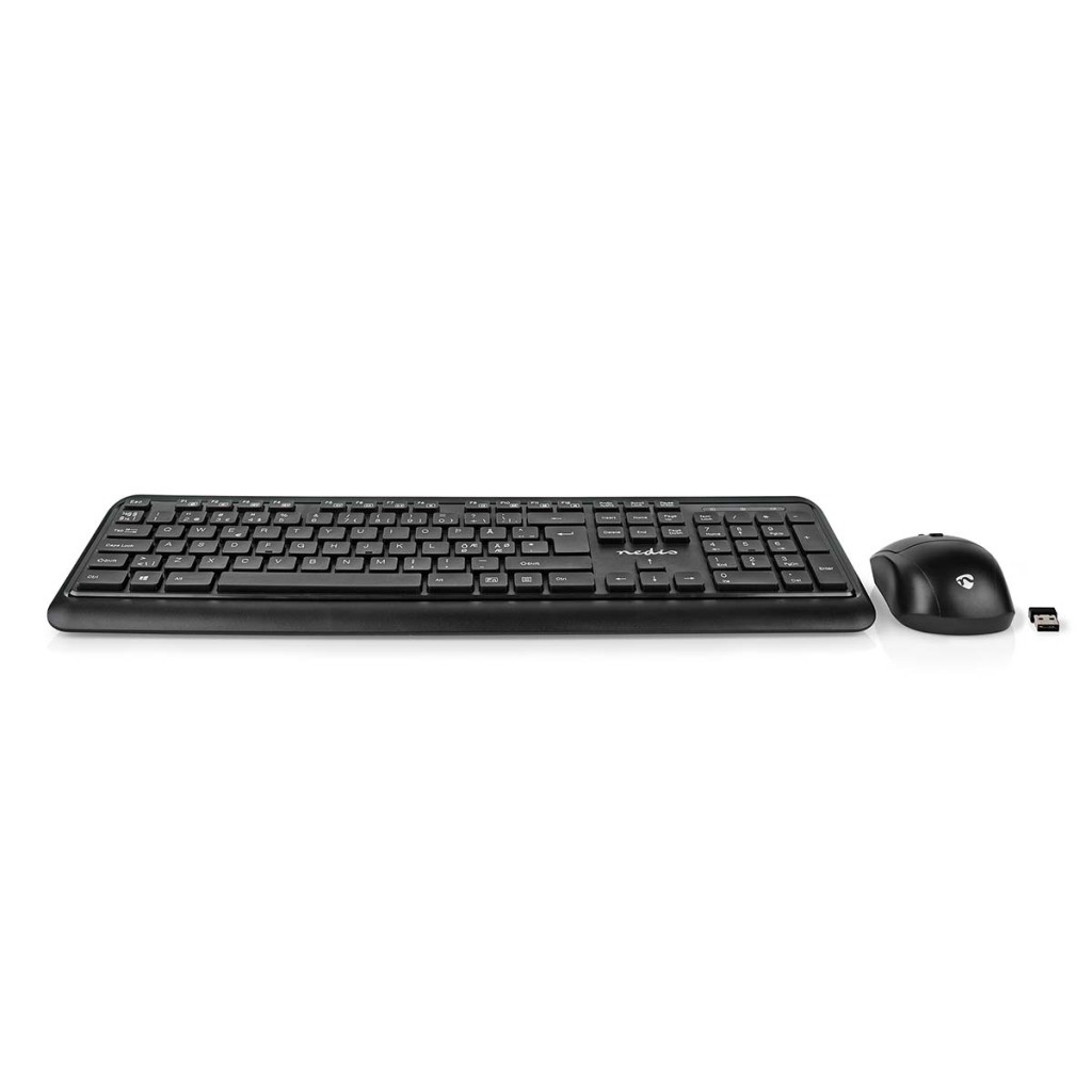 Nedis KBMCW100BKND Muis En Toetsenbord - Set Draadloos Muis- En Toetsenbordverbinding: Usb 800 / 1200 / 1600 Dpi Instelbare Dpi Qwerty Scandinavisch