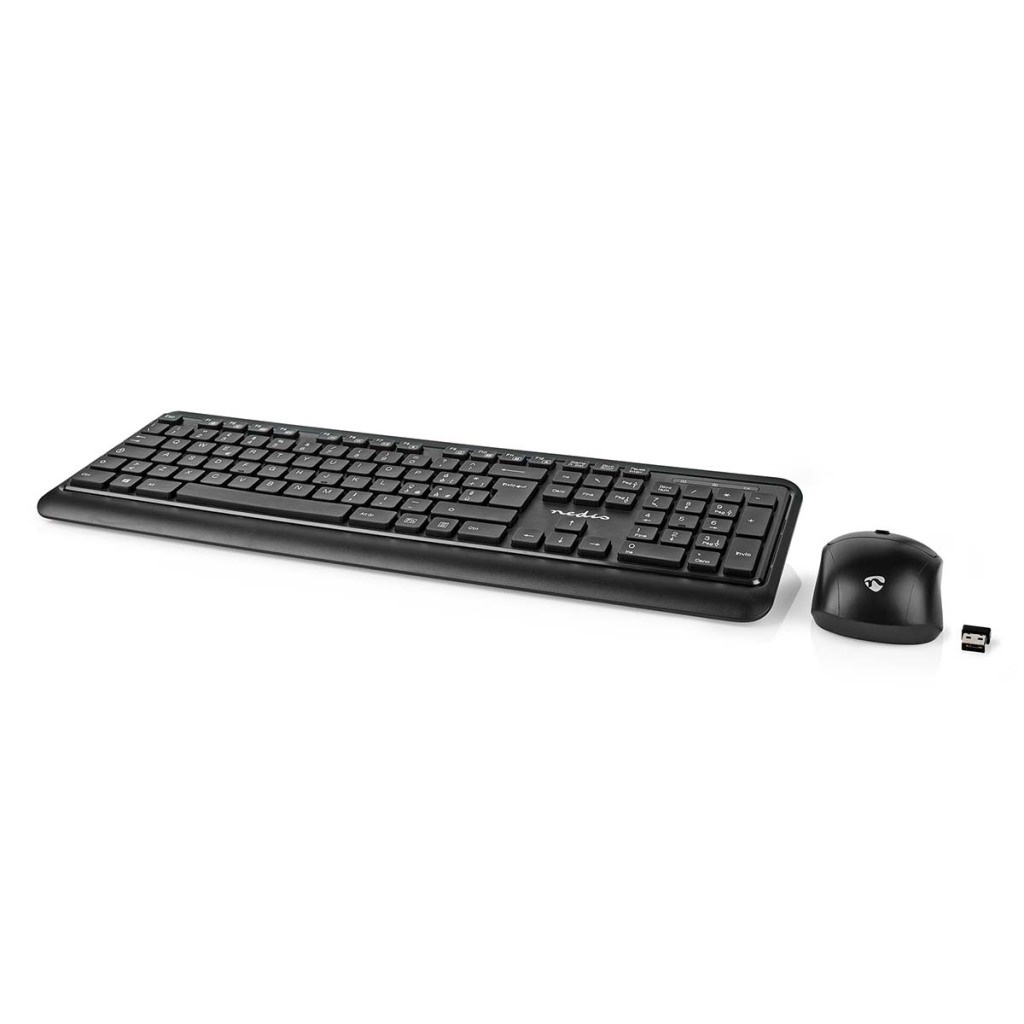 Nedis KBMCW100BKIT Muis En Toetsenbord - Set Draadloos Muis- En Toetsenbordverbinding: Usb 800 / 1200 / 1600 Dpi Instelbare Dpi Qwerty Italiaans