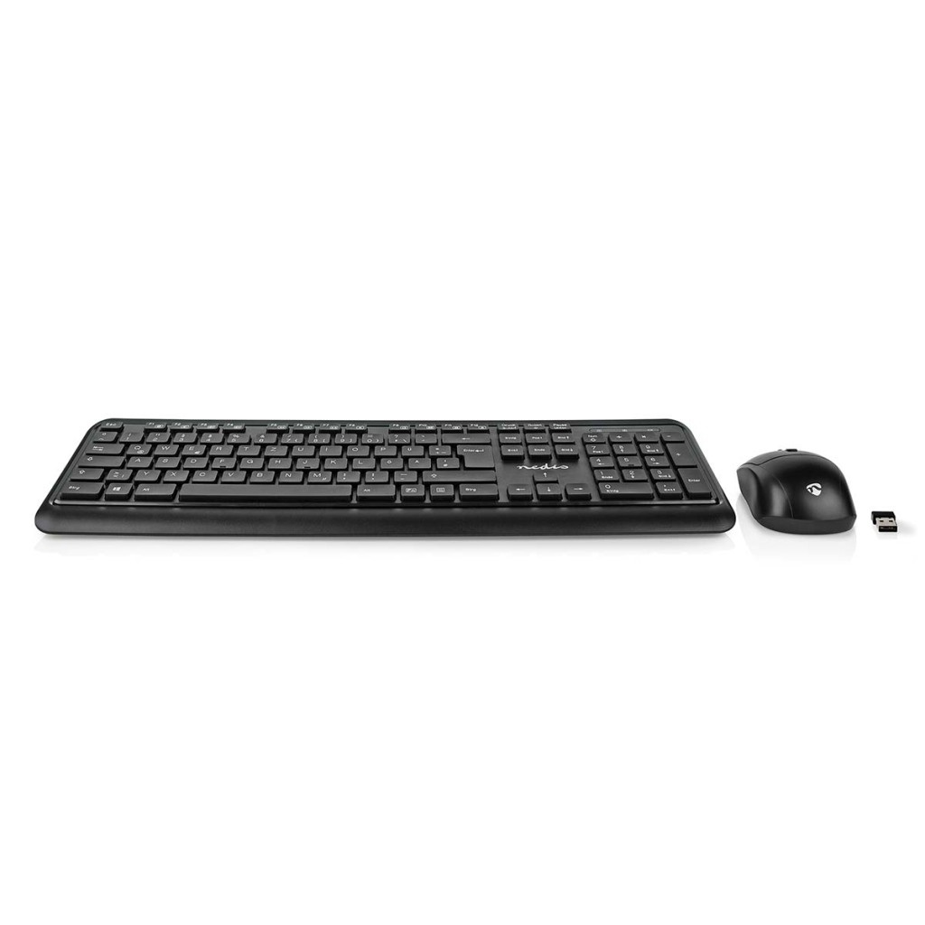 Nedis KBMCW100BKDE Muis En Toetsenbord - Set Draadloos Muis- En Toetsenbordverbinding: Usb 800 / 1200 / 1600 Dpi Instelbare Dpi Qwertz Duits