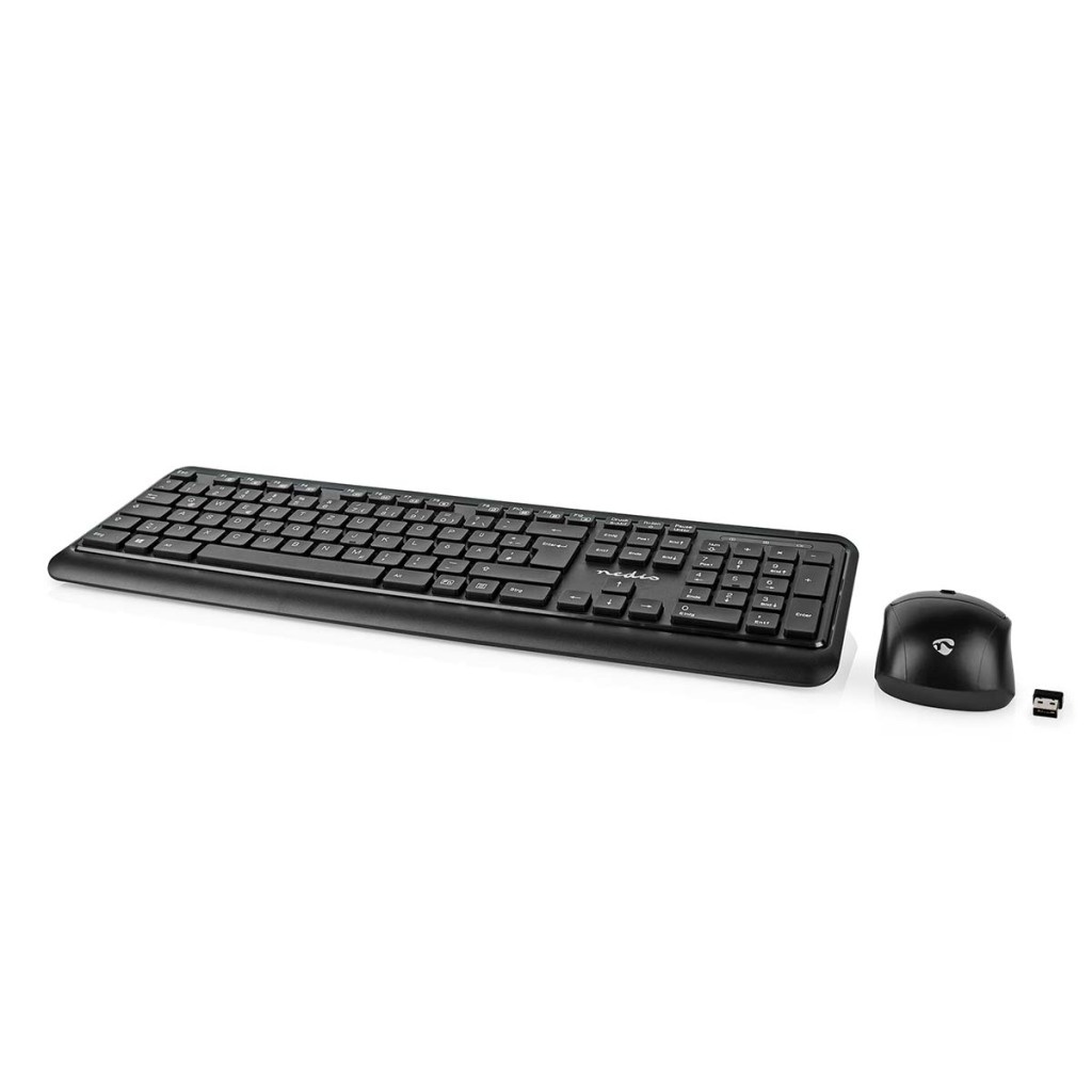 Nedis KBMCW100BKDE Muis En Toetsenbord - Set Draadloos Muis- En Toetsenbordverbinding: Usb 800 / 1200 / 1600 Dpi Instelbare Dpi Qwertz Duits