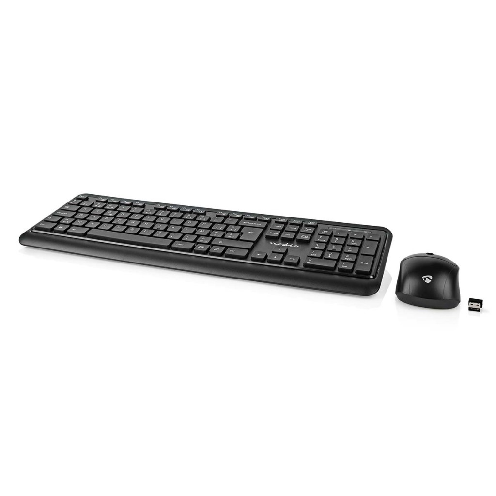 Nedis KBMCW100BKBE Muis En Toetsenbord - Set Draadloos Muis- En Toetsenbordverbinding: Usb 800 / 1200 / 1600 Dpi Instelbare Dpi Azerty Belgisch