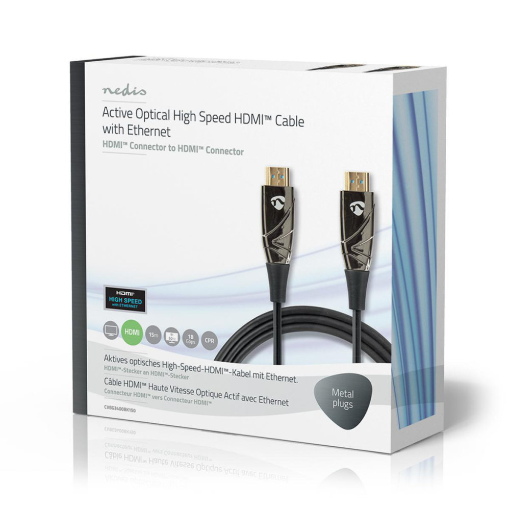 Nedis CVBG3400BK150 High Speed Hdmi™-kabel Met Ethernet Aoc Hdmi™-connector - Hdmi™-connector 15,0 M Zwart