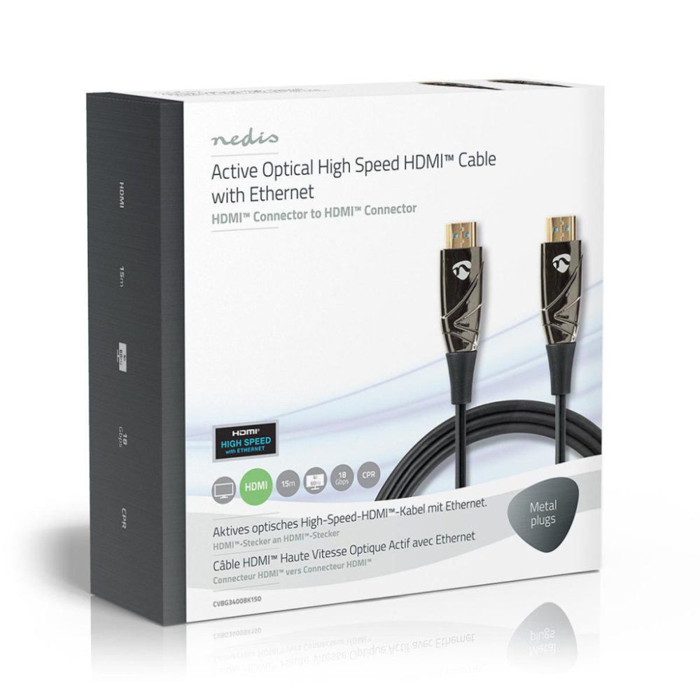 Nedis CVBG3400BK150 High Speed Hdmi™-kabel Met Ethernet Aoc Hdmi™-connector - Hdmi™-connector 15,0 M Zwart