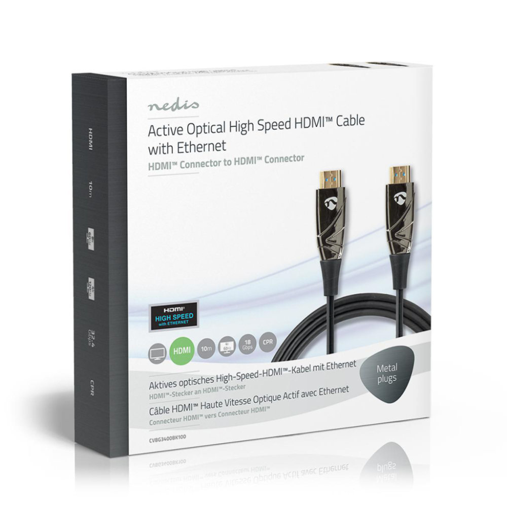 Nedis CVBG3400BK100 High Speed Hdmi™-kabel Met Ethernet Aoc Hdmi™-connector - Hdmi™-connector 10,0 M Zwart