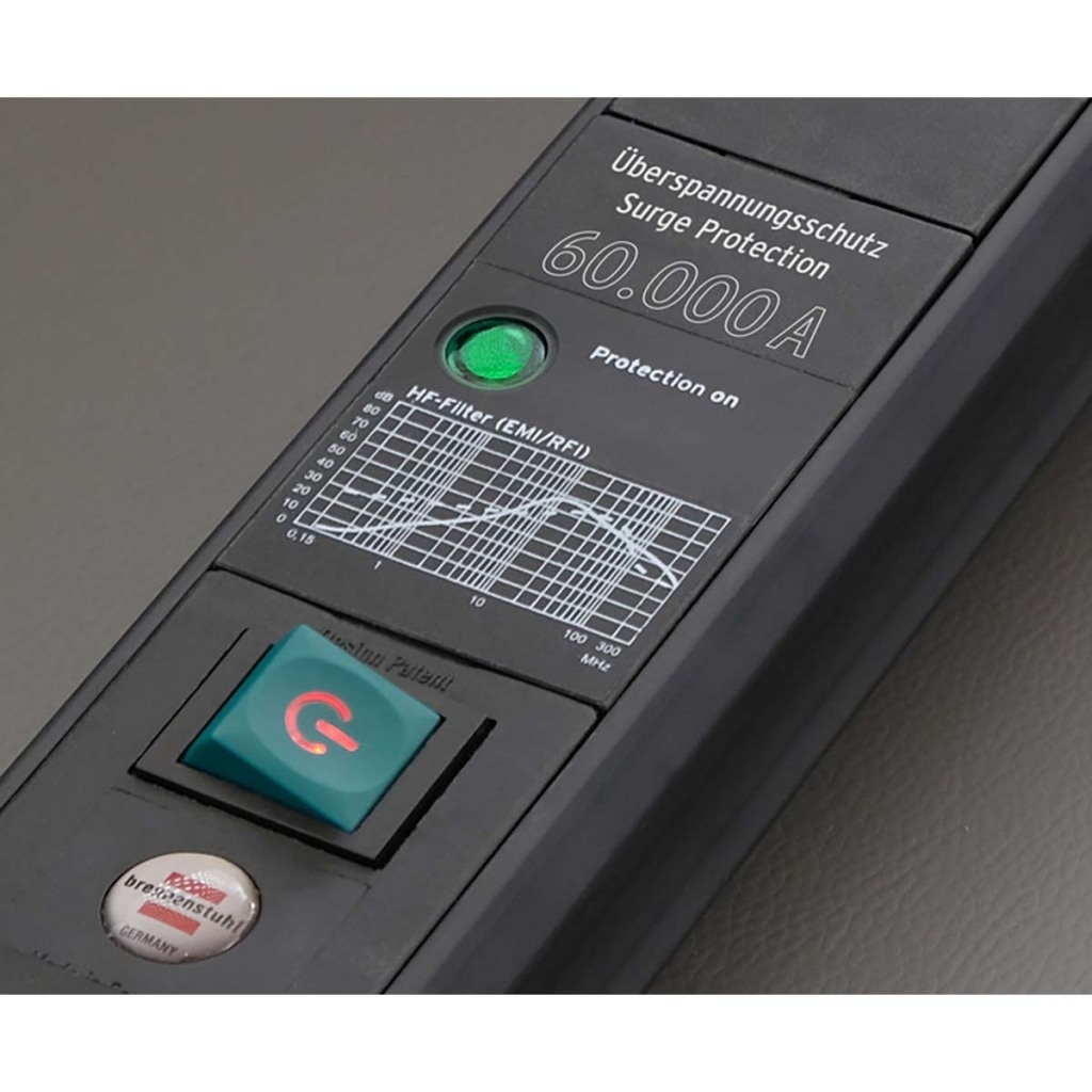 Brennenstuhl 1951160401 Premium-line 60.000a Stekkerdoos Met Overspanningsbeveiliging 6-voudig Zwart 3m H05vv-f 3g1,5