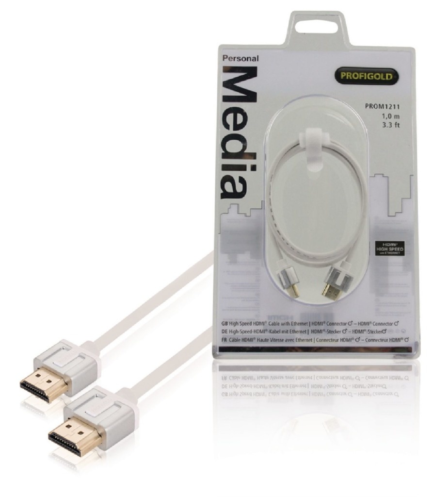 Profigold Prom1211 High Speed Hdmi-kabel met Ethernet Hdmi-connector - Hdmi-connector 1,00 M Wit