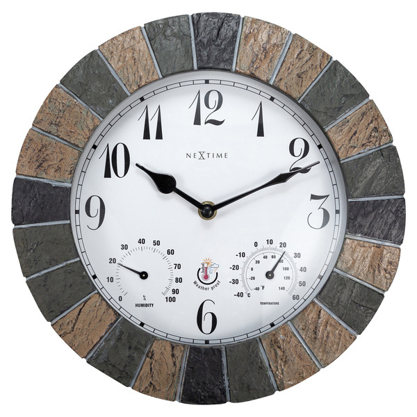 NeXtime NE-4311 Buitenweerstationklok Ø26CM Polyresin Groen Aster