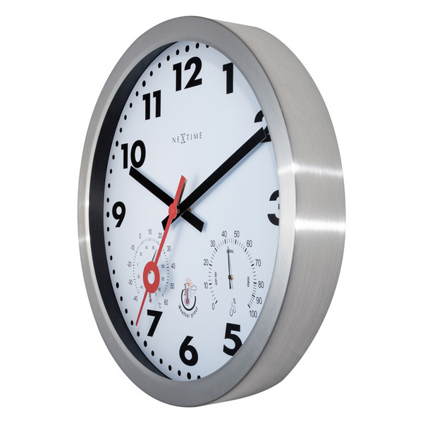 NeXtime NE-4307AR Buitenweerstationklok 35CM Aluminium-Wit Clematis