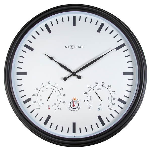 NeXtime NE-4306ZW Buitenweerstationklok Ø50 8 Cm Kunststof Zwart Zonnebloem