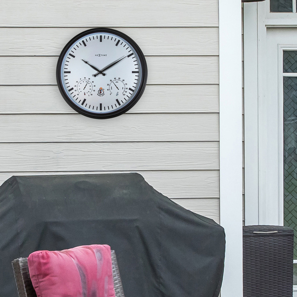 NeXtime NE-4306ZW Buitenweerstationklok Ø50 8 Cm Kunststof Zwart Zonnebloem
