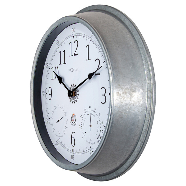 NeXtime NE-4304GA Buitenweerstationklok 40cm Metaal Gegalvaniseerd Tulip